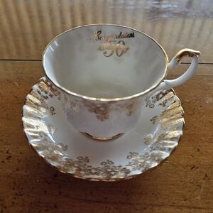 Vintage Royal Albert Bone China England 50th Anniversary Tea Cup & Saucer